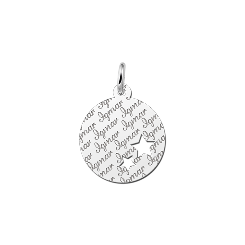 Colgante de plata con nombre repetido y dos estrellas