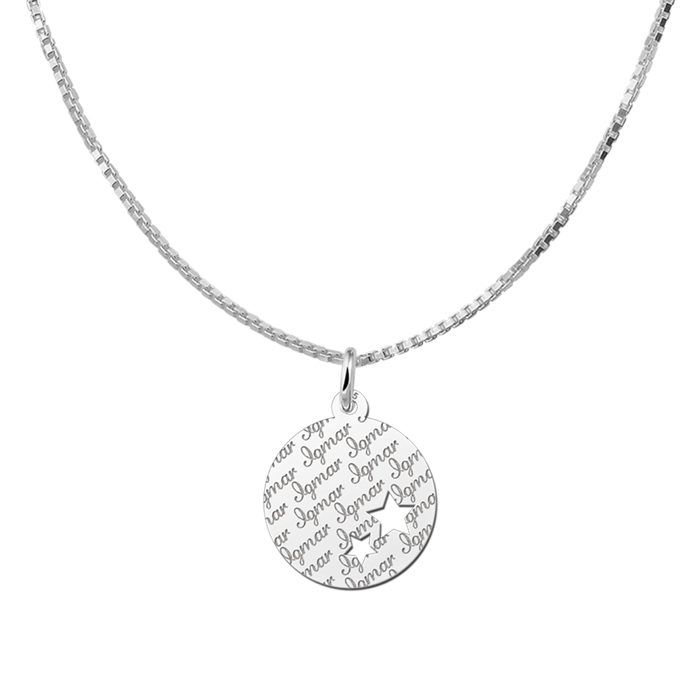 Colgante de plata con nombre repetido y dos estrellas
