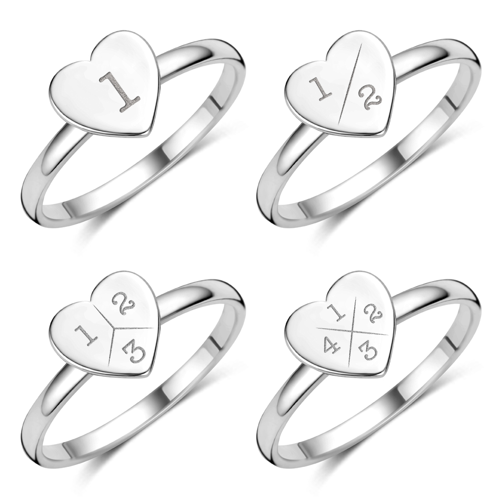 Anillo de plata con corazón e iniciales