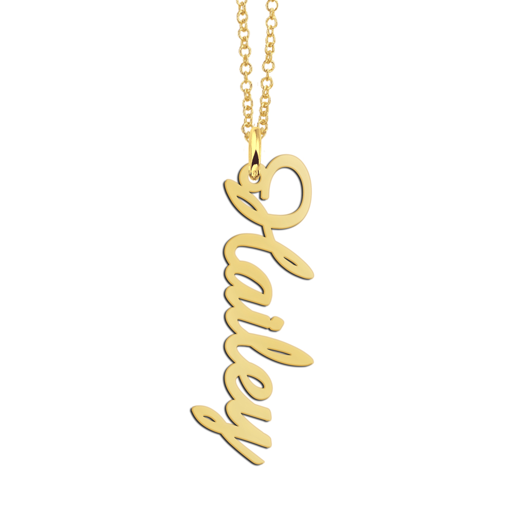 Collar vertical de nombre en oro Hayley en letra cursiva elegante Collar vertical de nombre en oro Hayley en letra cursiva elegante