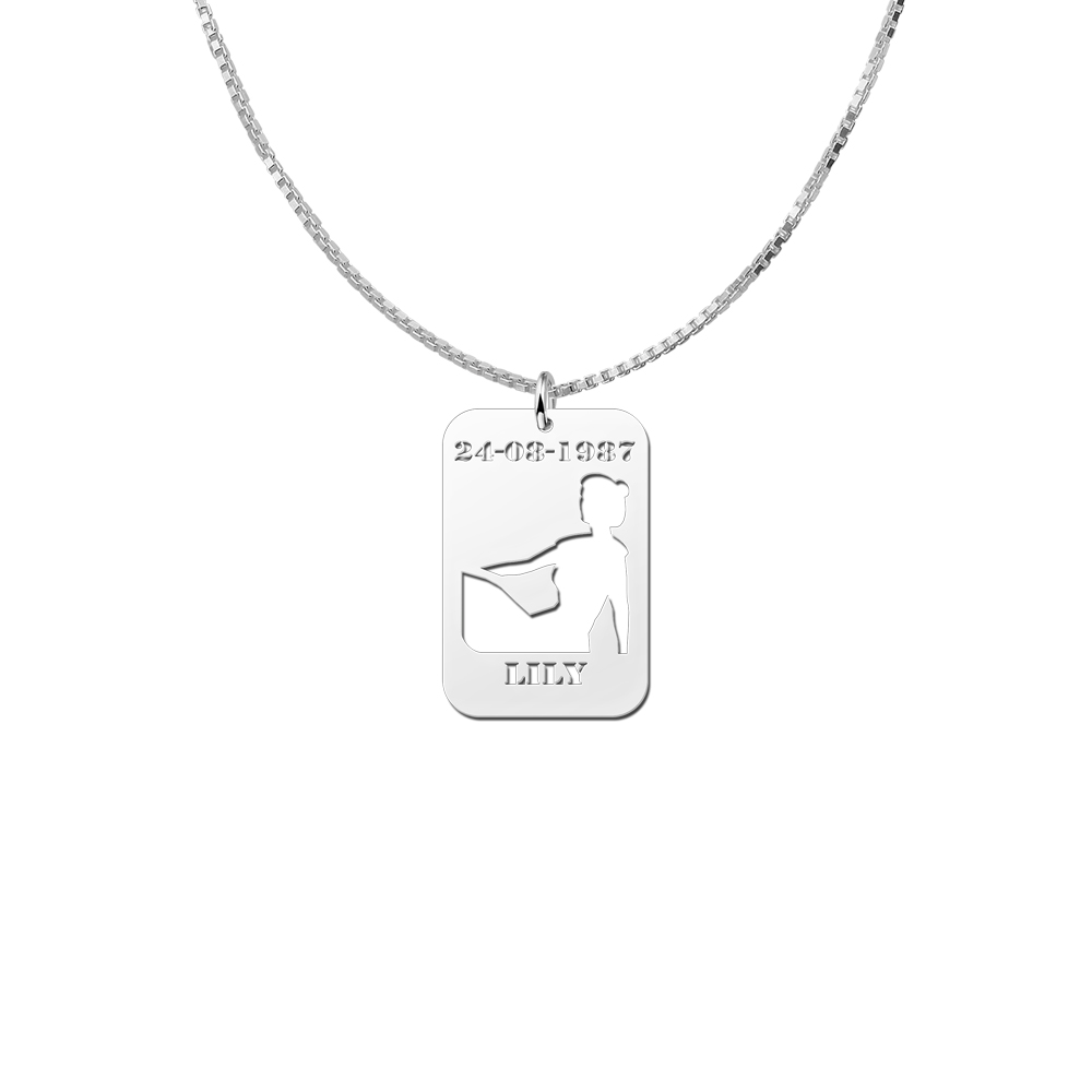 Colgante de Plata Signo del Zodiaco Virgo con Grabado de Fecha y Nombre