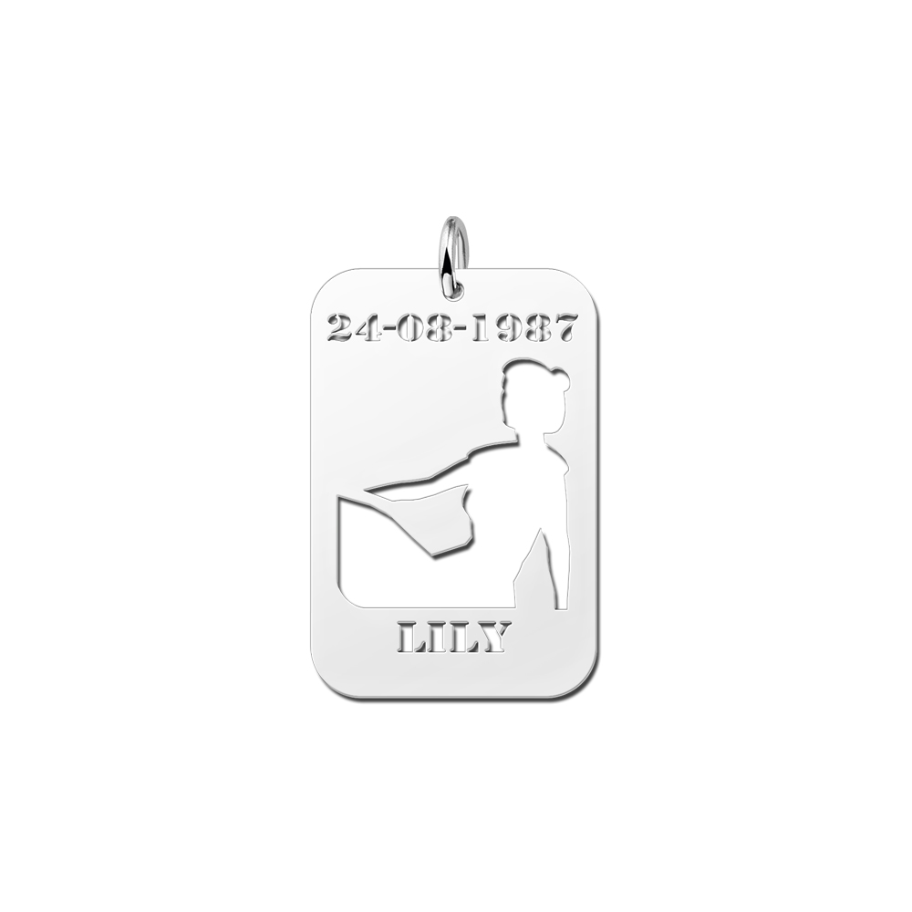 Colgante de Plata Signo del Zodiaco Virgo con Grabado de Fecha y Nombre