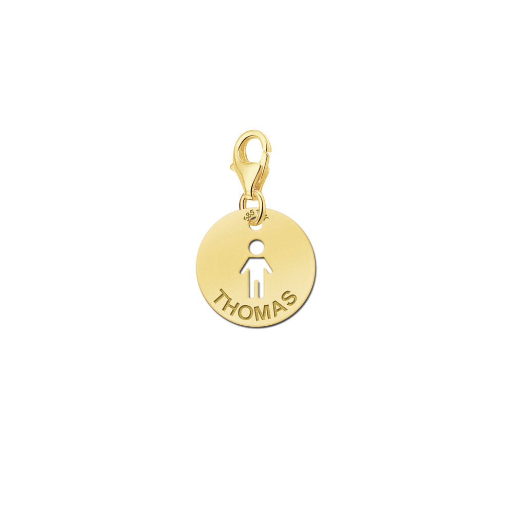 Dije de oro personalizado para bebé, motivo figura de niño Dije de oro personalizado para bebé, motivo figura de niño