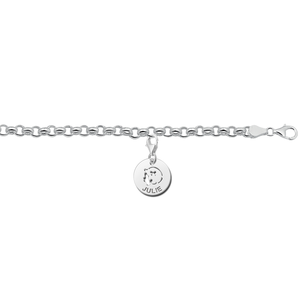 Charm de plata 925 con nombre y carita de bebé niña