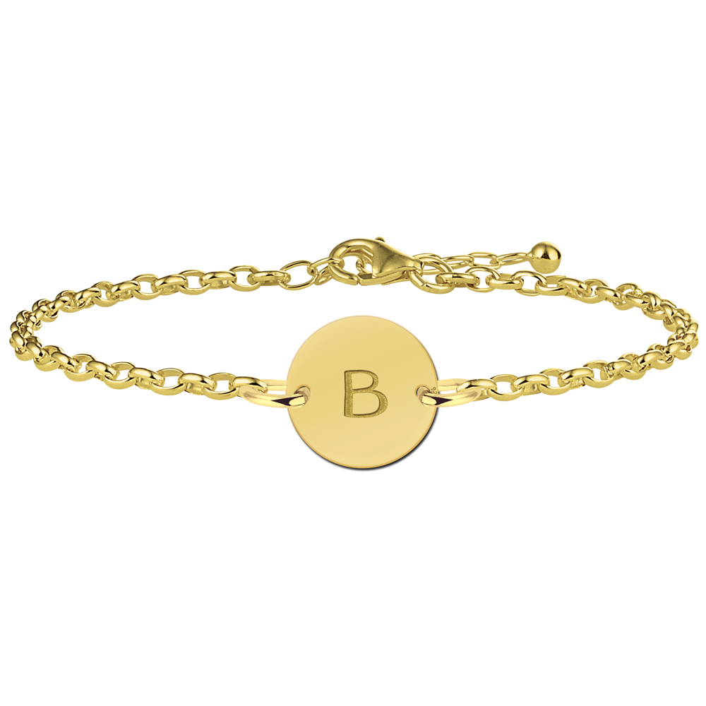 Pulsera Redonda Chapada en Oro con Inicial
