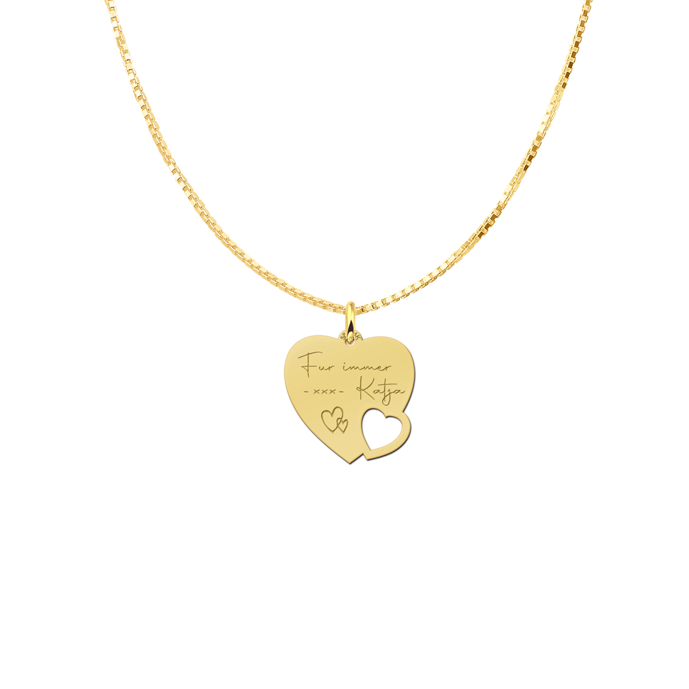 Colgante de oro con forma de corazón, para grabar texto.