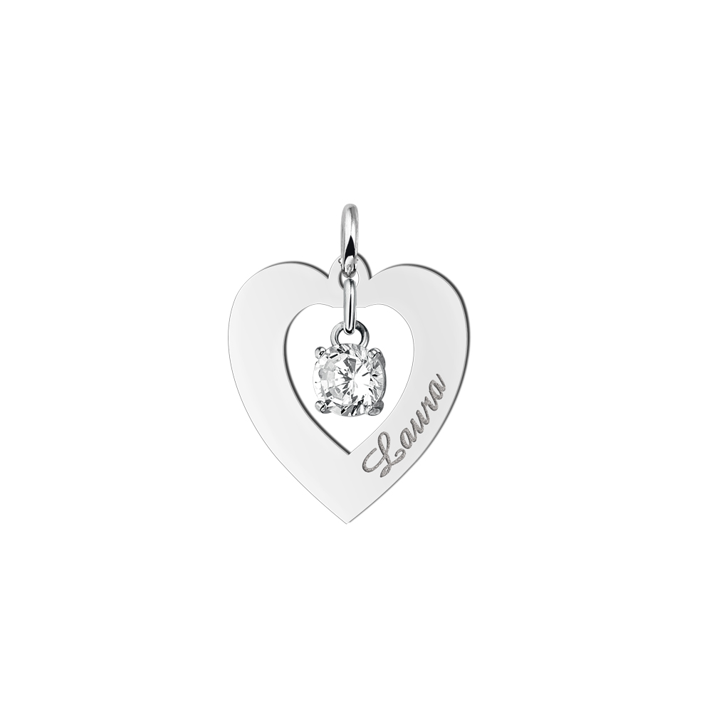 Colgante personalizado de plata en forma de corazón con zircón