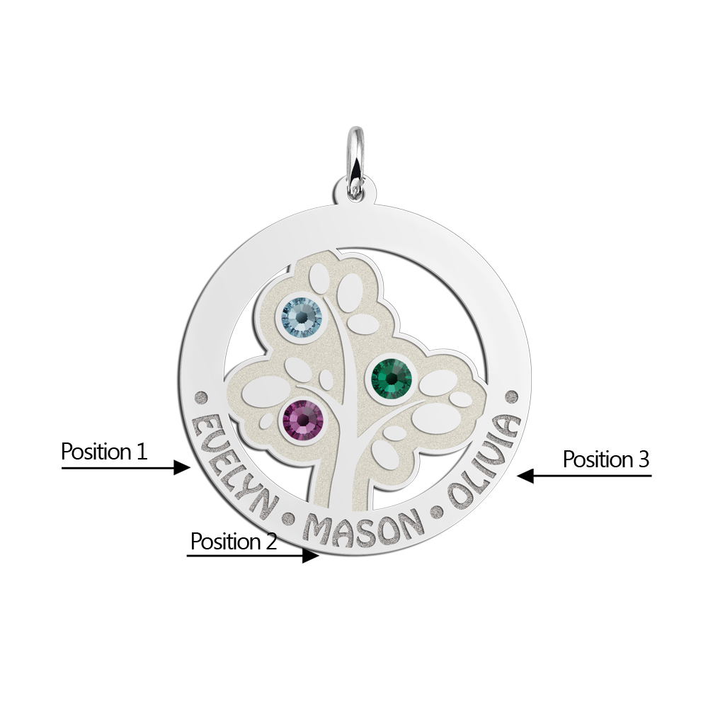 Colgante de Plata de Árbol de la Vida con Piedras de Nacimiento Colgante de Plata de Árbol de la Vida con Piedras de Nacimiento