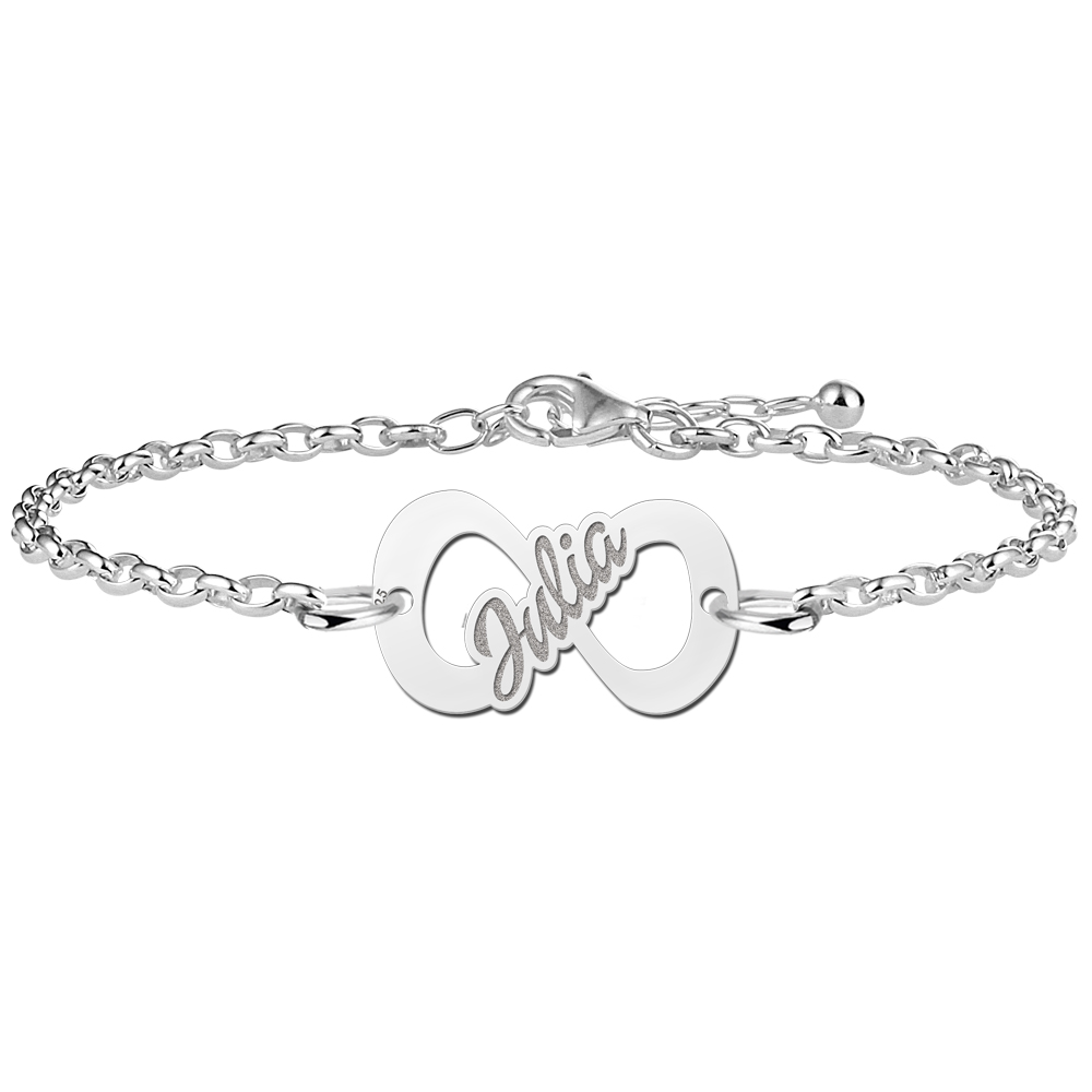 Pulsera infinito con nombre de plata