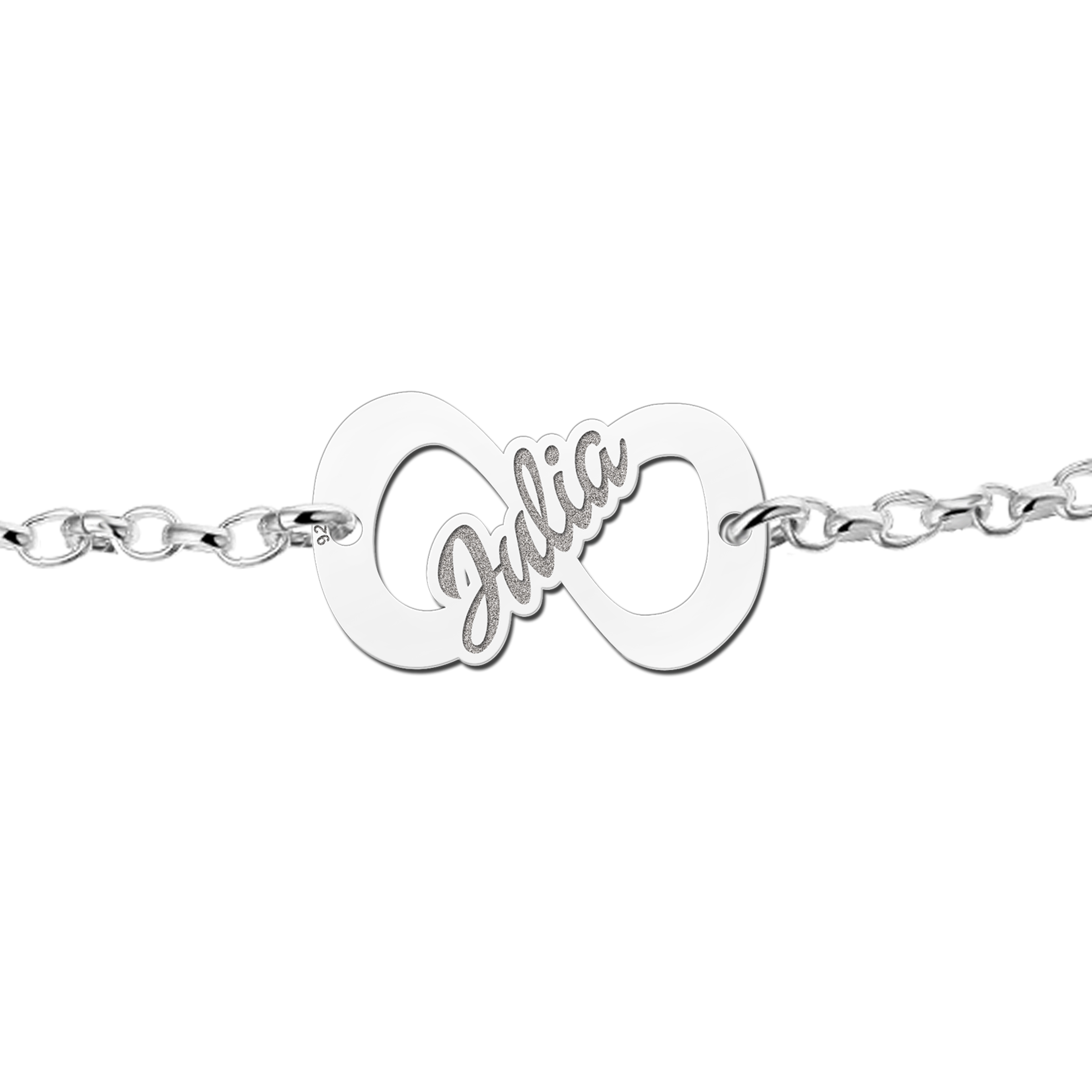 Pulsera infinito con nombre de plata