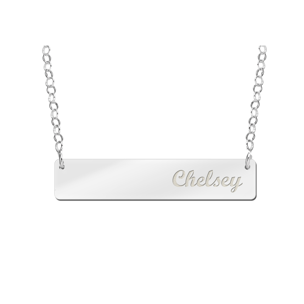 Collar de Barras con Nombre de Plata Modelo Largo Collar de Barras con Nombre de Plata Modelo Largo