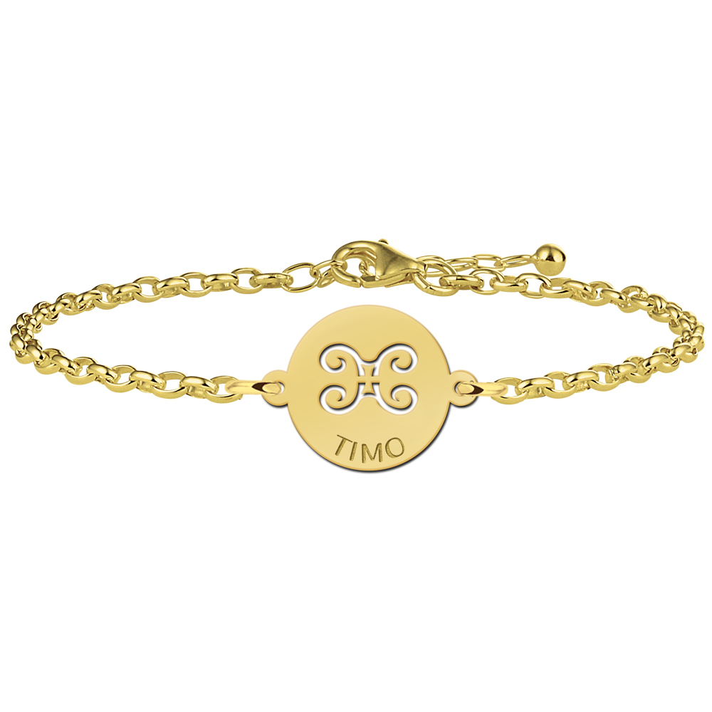 Pulsera Signo del Zodíaco Géminis Chapada en Oro con Nombre