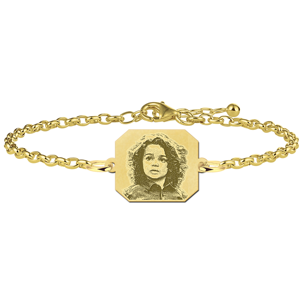 Pulsera Octogonal Chapada en Oro con Foto
