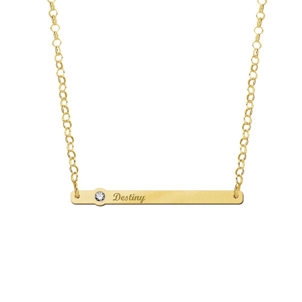 Colgante Barra de Oro con Zirconio