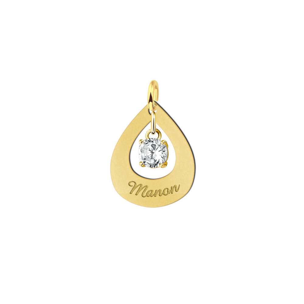 Colgante personalizado dorado en forma de gota con zircón Colgante personalizado dorado en forma de gota con zircón