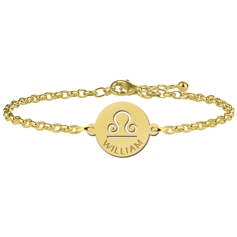 Pulsera Signo del Zodíaco Libra Chapada en Oro con Nombre