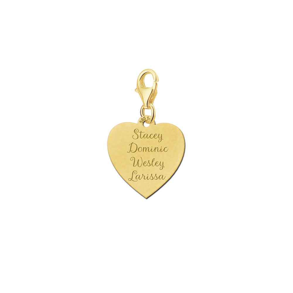 Dije de corazón de oro para cuatro nombres Dije de corazón de oro para cuatro nombres