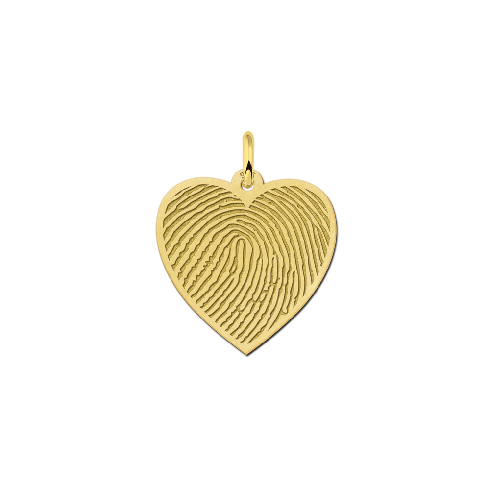 Colgante de Corazón Chapado en Oro con Huella Dactilar