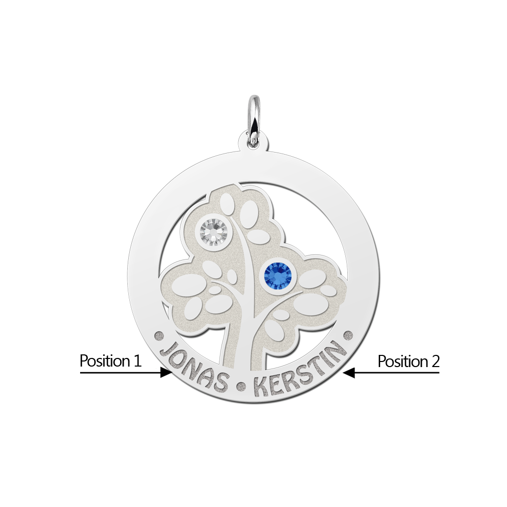 Collar Árbol Familiar de Plata con Piedras de la Fortuna Collar Árbol Familiar de Plata con Piedras de la Fortuna