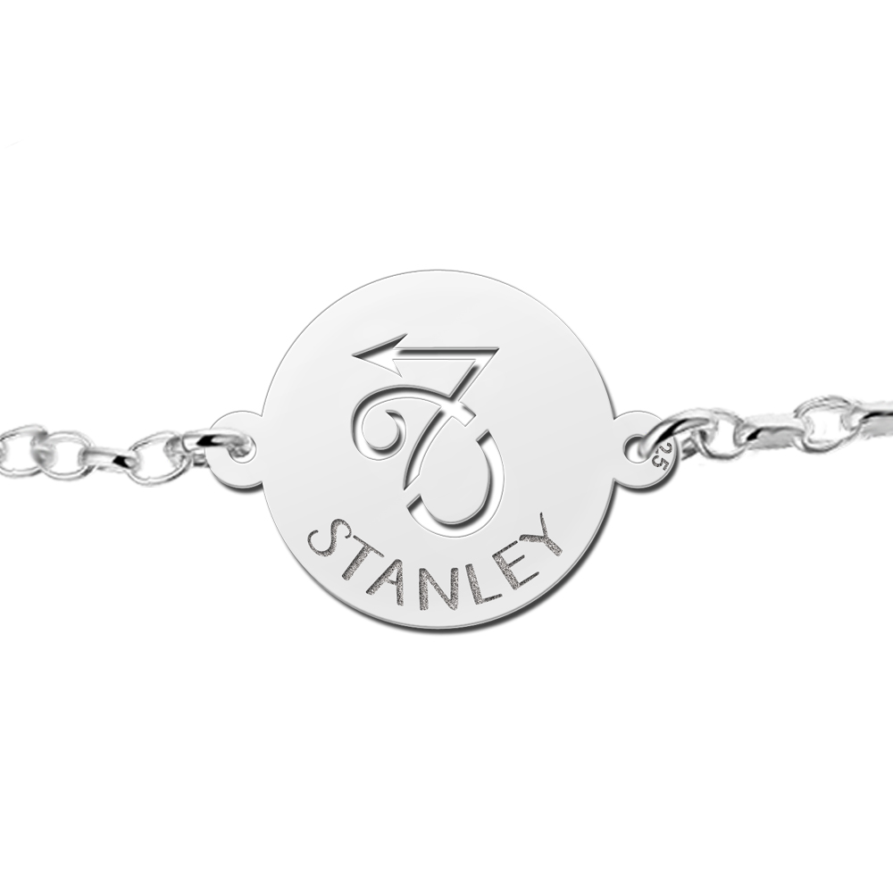 Pulsera de Plata Signo del Zodiaco Capricornio con Nombre