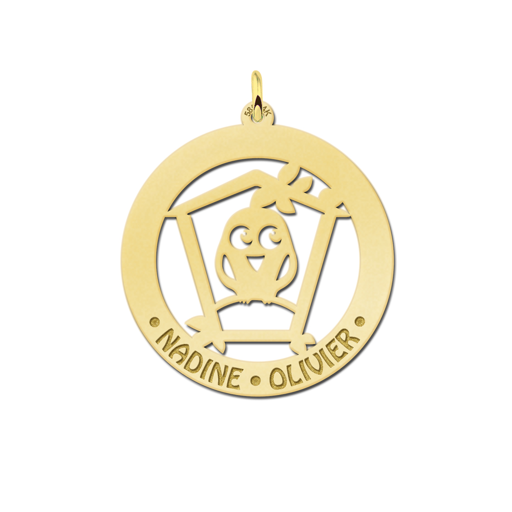 Animales de plata colgante de nombre redondo pajarera