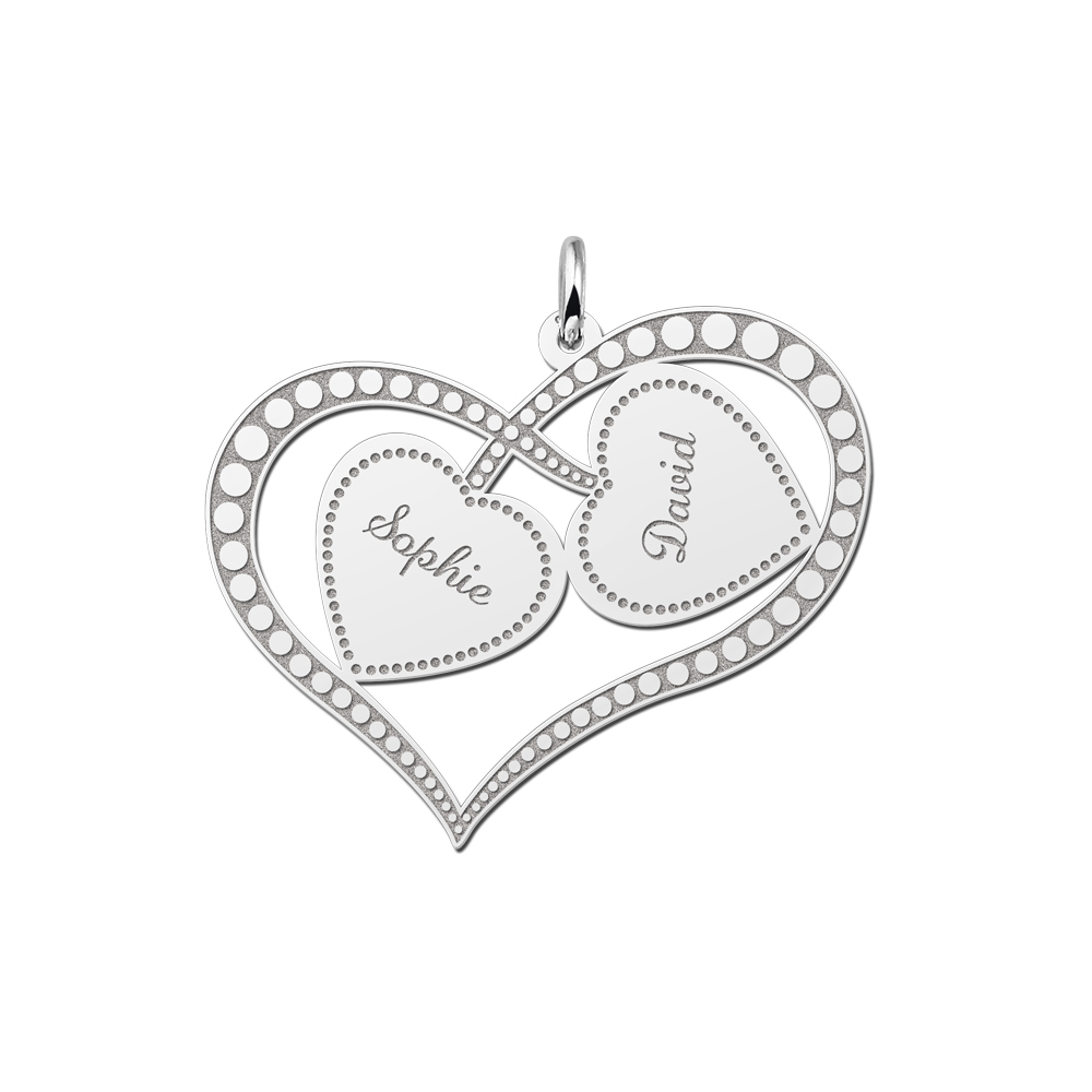 Colgante de la Familia de Plata Dos Corazones Colgante de la Familia de Plata Dos Corazones