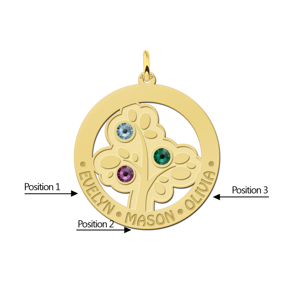 Colgante de Oro de Árbol de la Vida con Piedras de Nacimiento Colgante de Oro de Árbol de la Vida con Piedras de Nacimiento