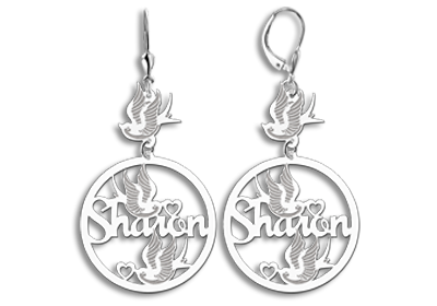 Pendientes de plata personalizados con nombre y aves