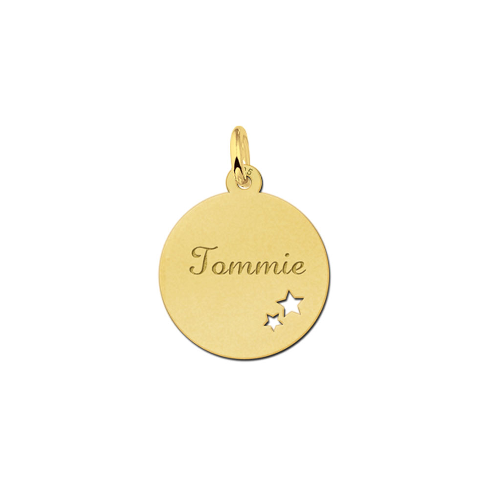 Colgante chapado en oro con nombre y dos estrellas
