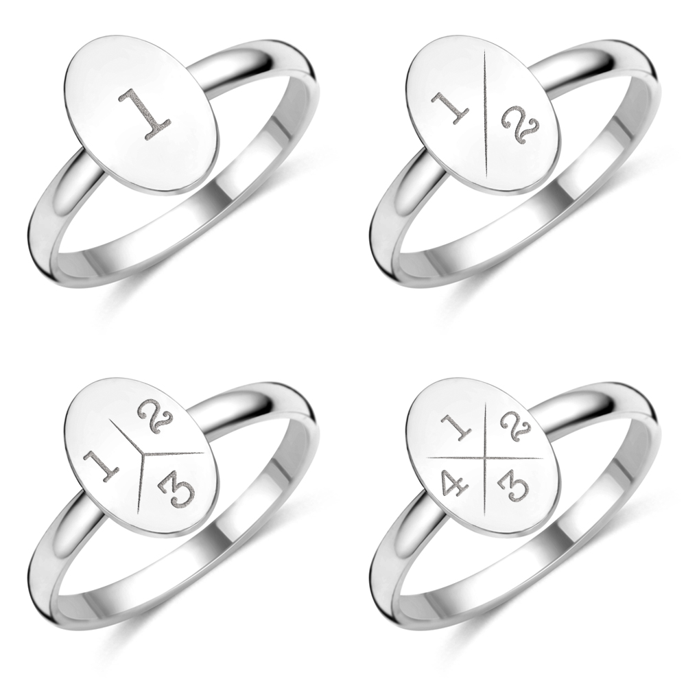 Anillo de plata ovalado con iniciales