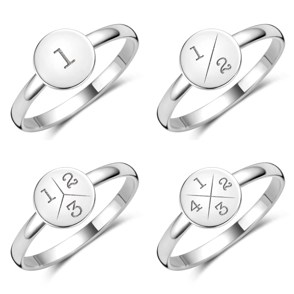 Anillo de sello redondo en plata con iniciales