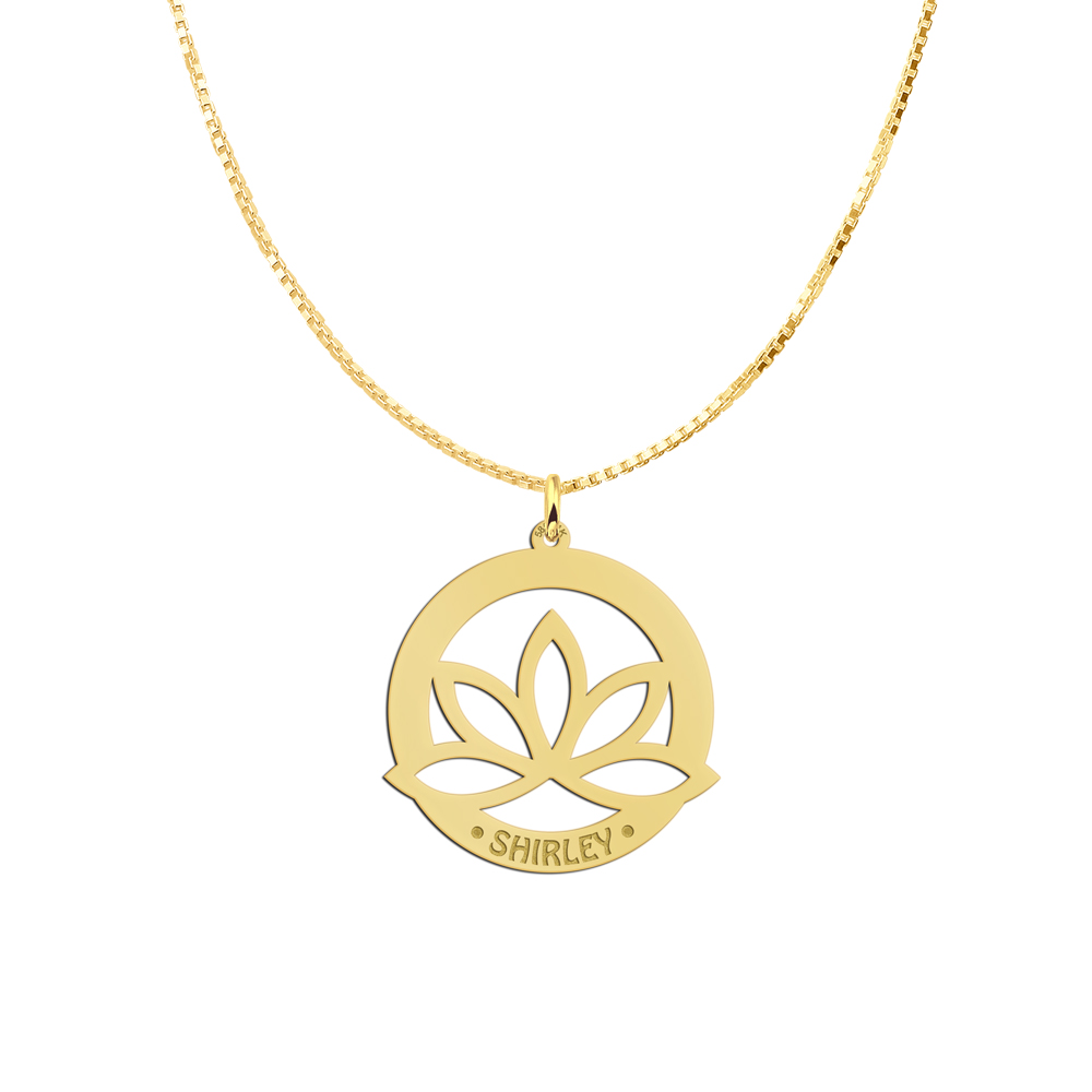 Colgante de loto en oro con grabado de nombre