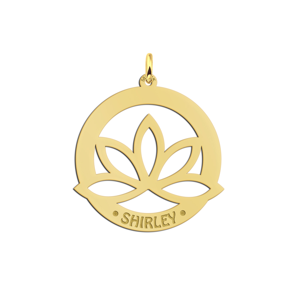 Colgante de loto en oro con grabado de nombre Colgante de loto en oro con grabado de nombre