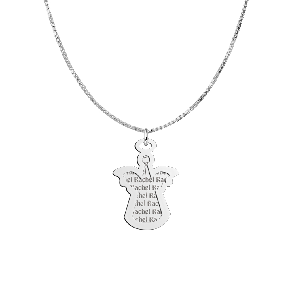 Colgante doble de plata personalizado, ángel