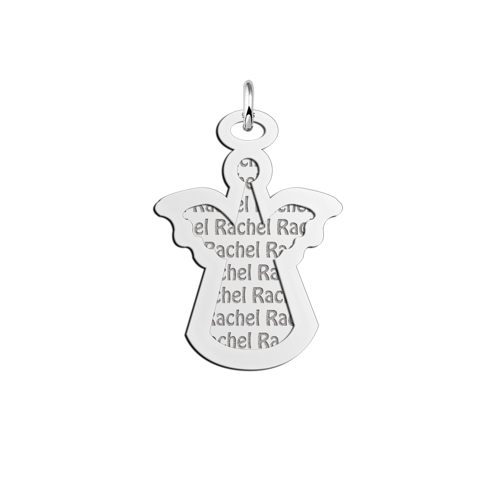 Colgante doble de plata personalizado, ángel Colgante doble de plata personalizado, ángel