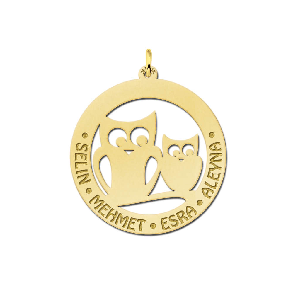 Animales de plata colgante de nombre redondo búhos