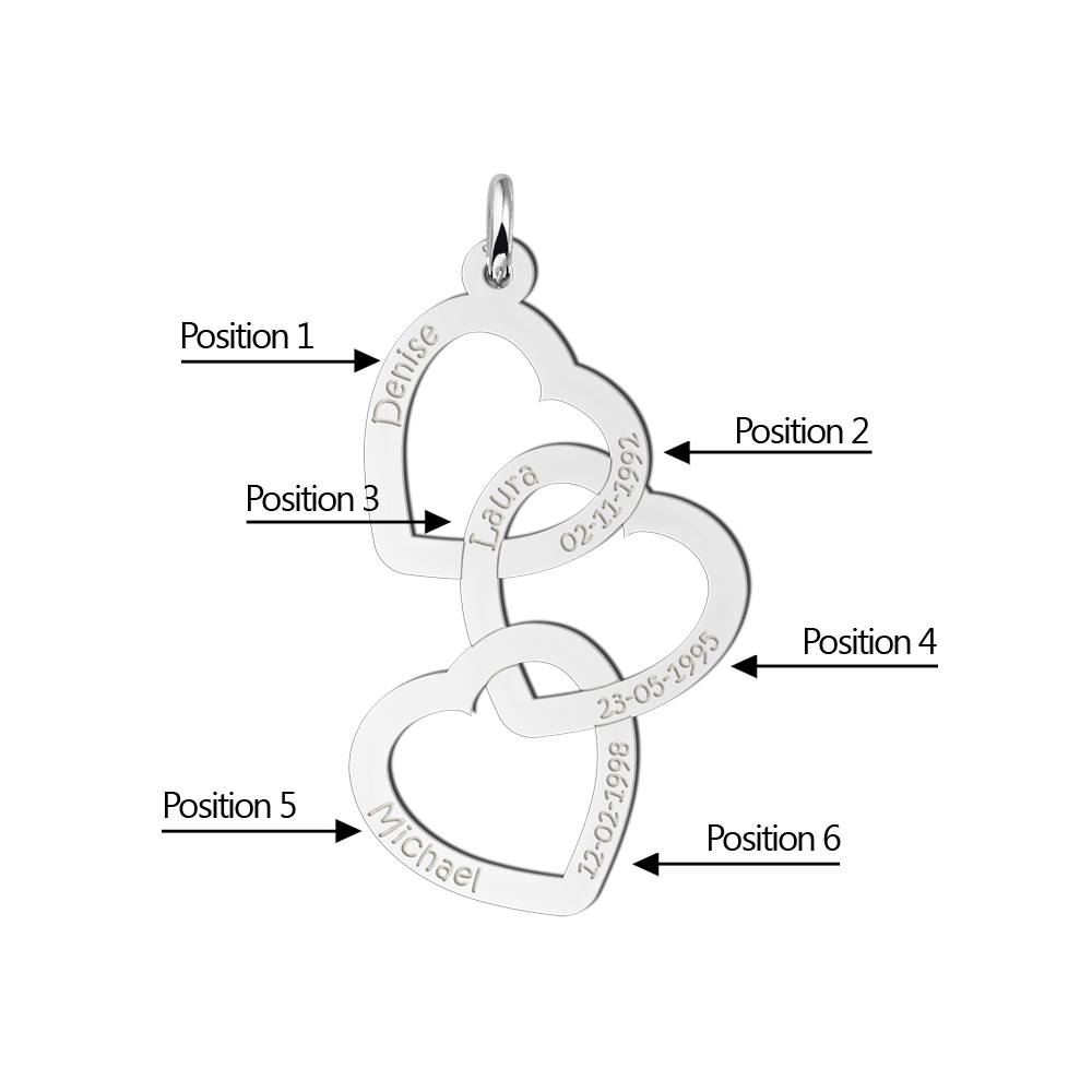 Colgante de Plata Tres Corazones Colgante de Plata Tres Corazones