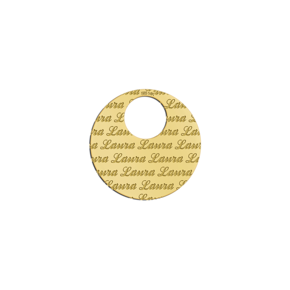 Colgante personalizado de oro en forma redonda y con texto repetido