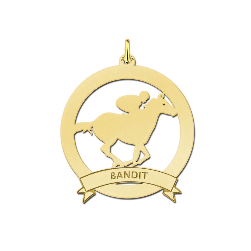 Animales de plata colgante de nombre jockey en borde 30mm