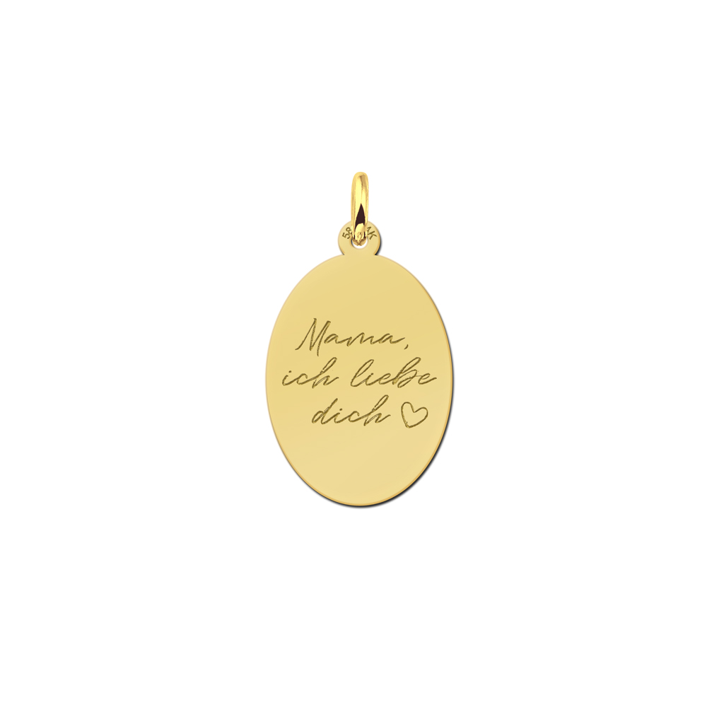 Colgante Óvalo de Oro con Texto Grabado Colgante Óvalo de Oro con Texto Grabado