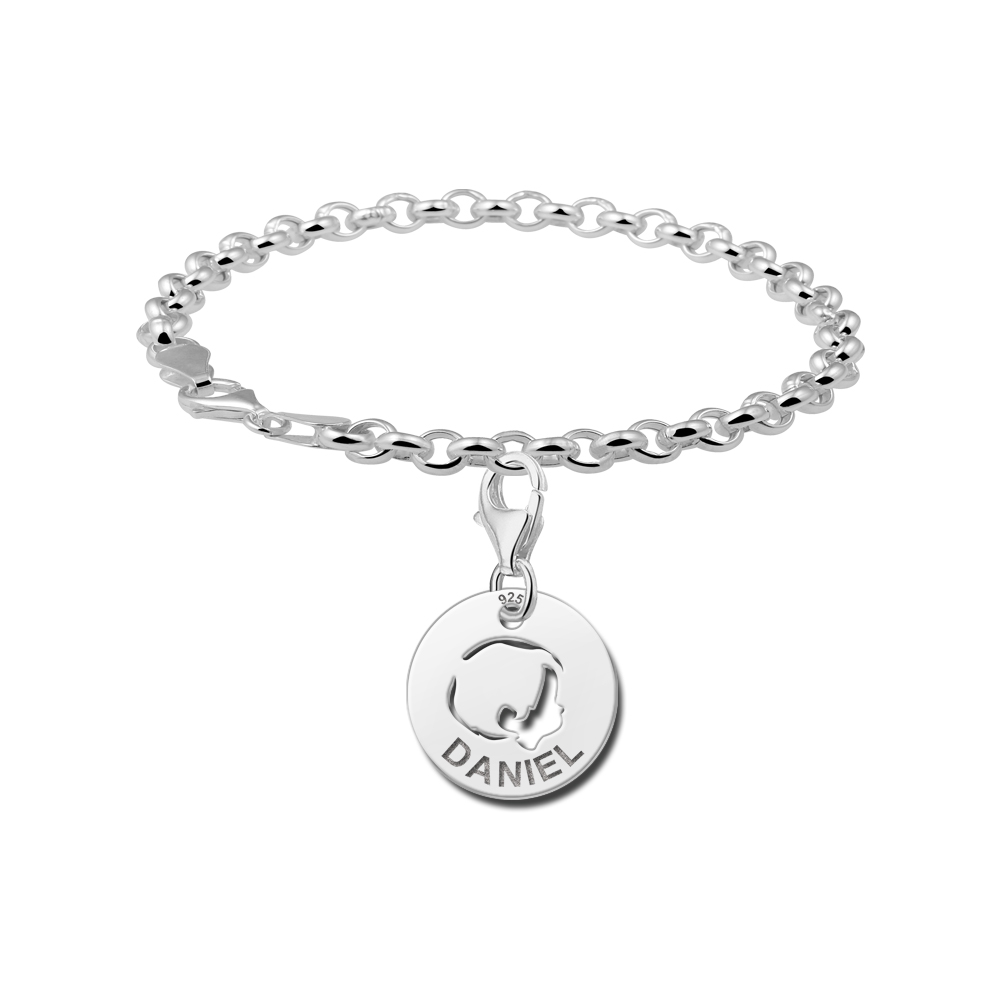 Charm de plata 925 con nombre y carita de bebé niño
