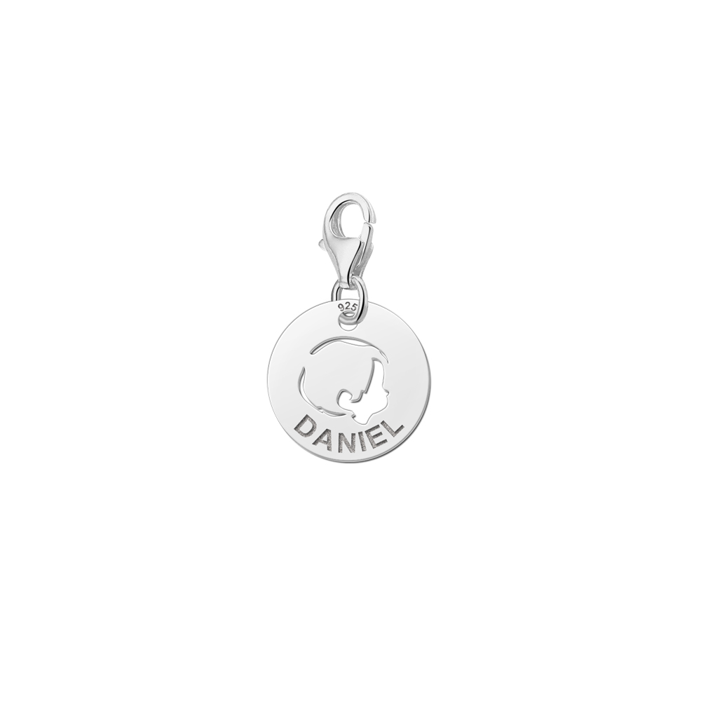 Charm de plata 925 con nombre y carita de bebé niño