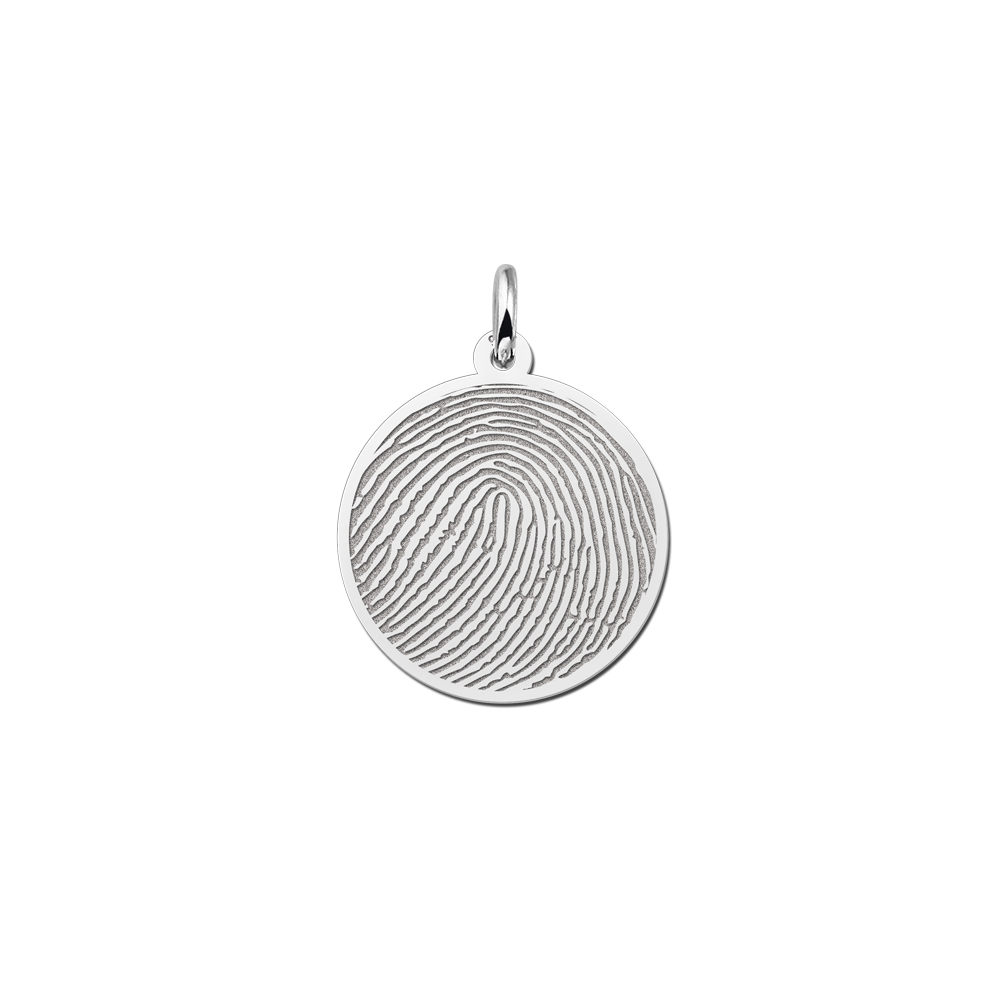 Colgante redondo de plata con huella dactilar completa