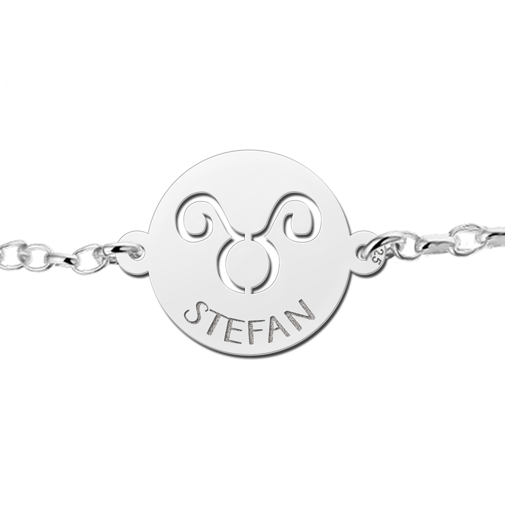 Pulsera de Plata Signo del Zodiaco Tauro con Nombre