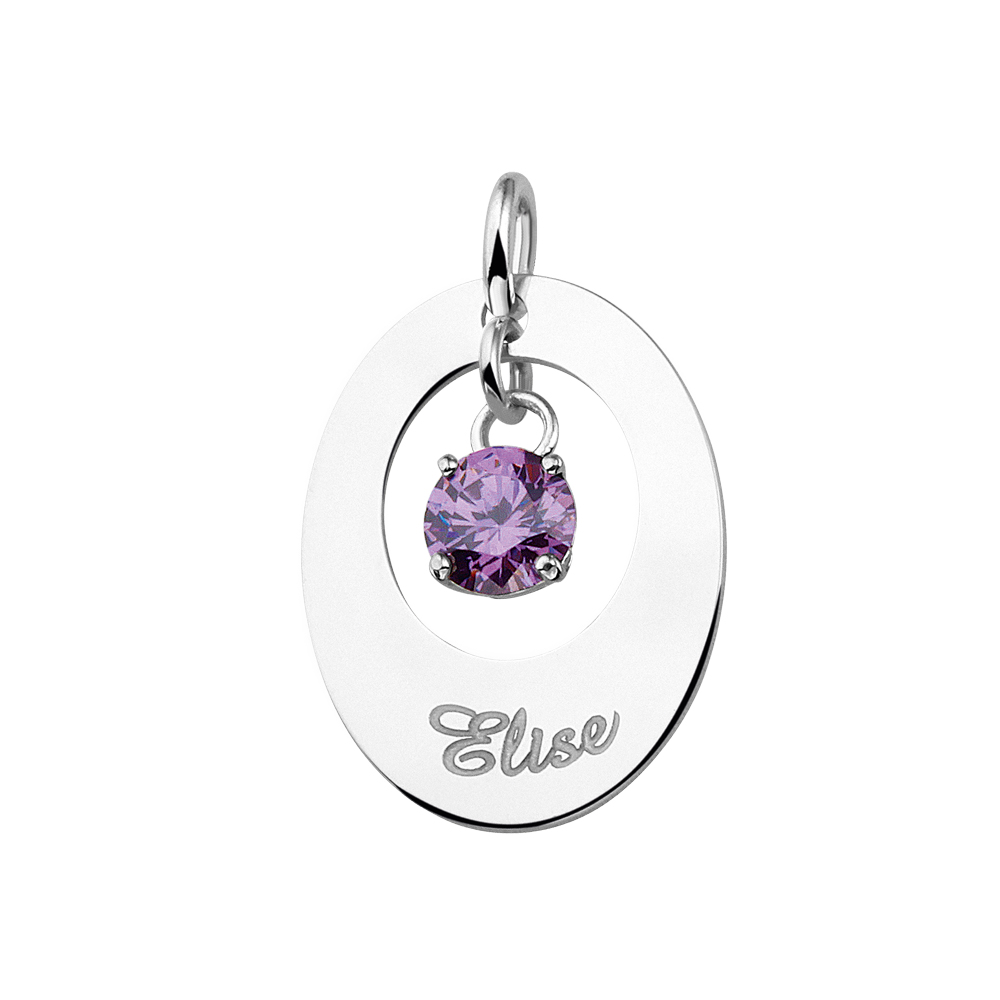 Colgante personalizado de óvale en plata con zircón