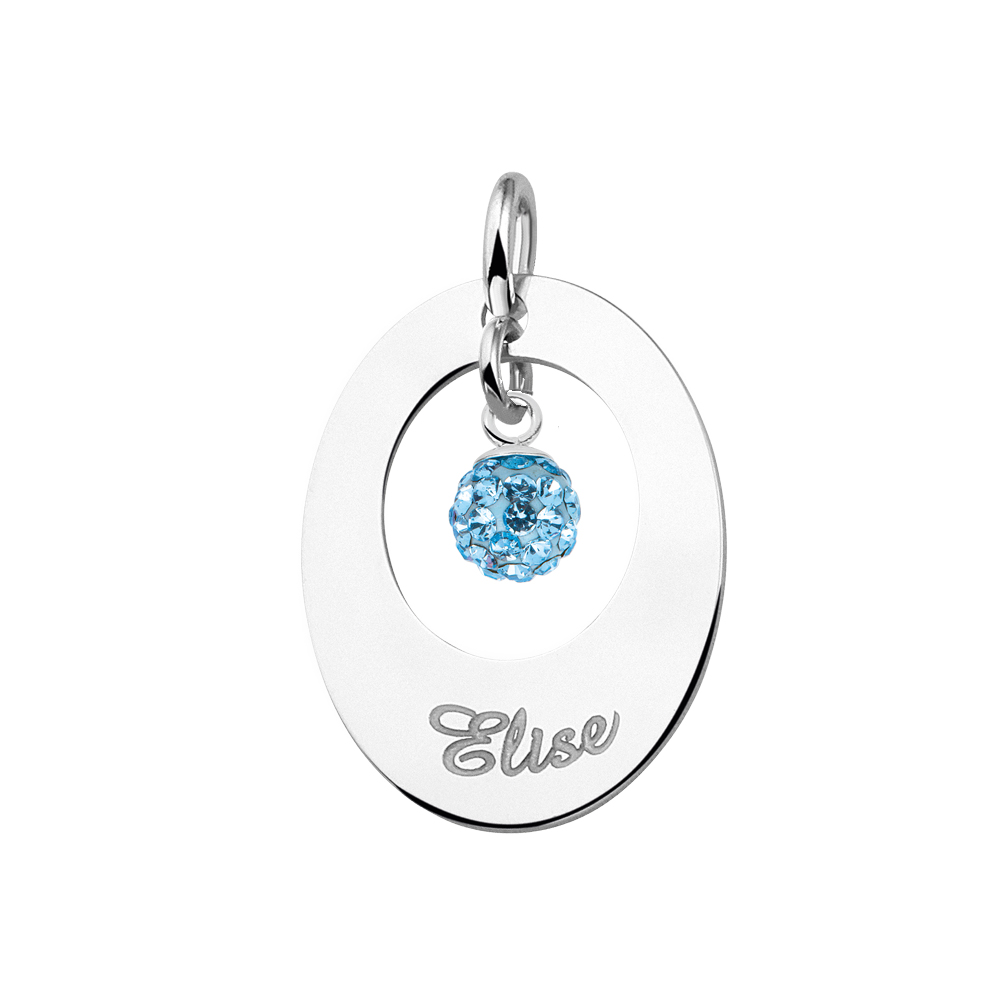 Colgante personalizado de óvale en plata con zircón