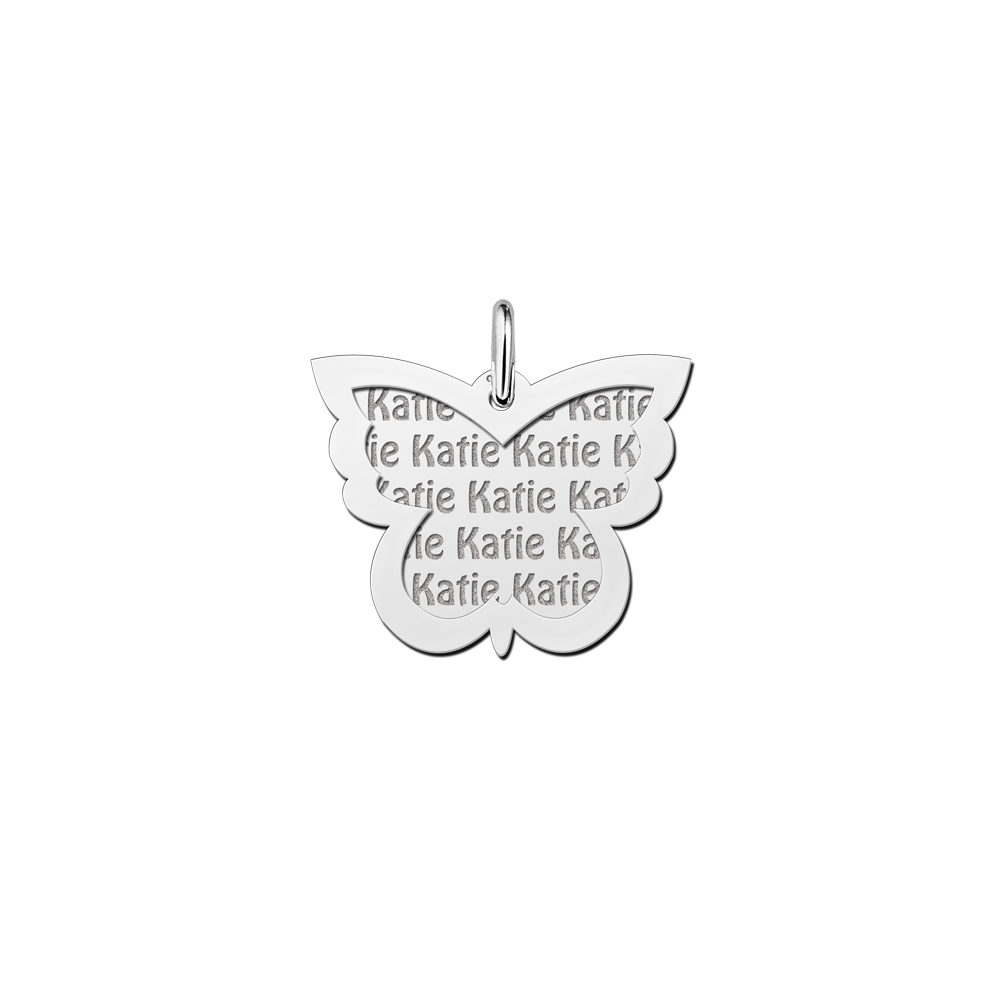 Colgante doble de plata personalizado, mariposa Colgante doble de plata personalizado, mariposa