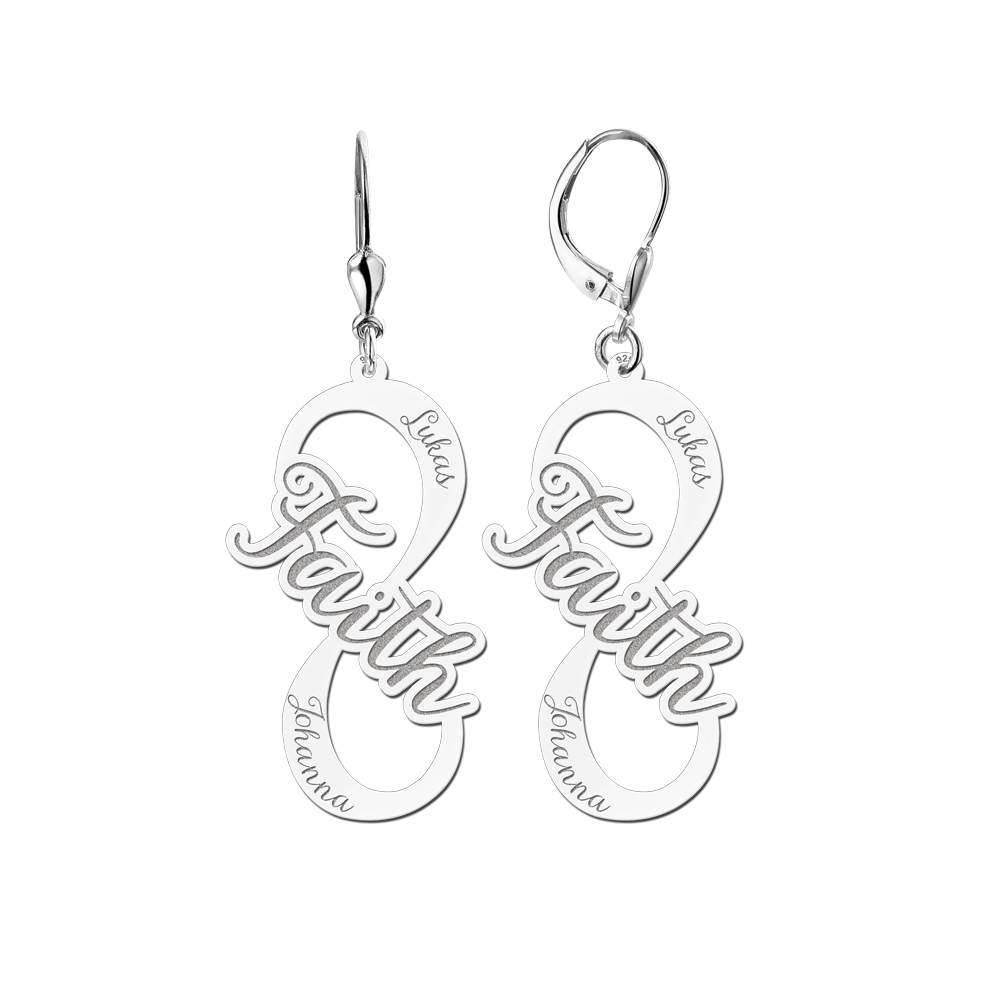 Pendientes con nombre de plata infinity con fe