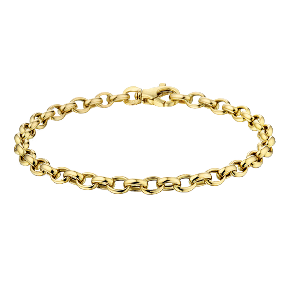 Pulsera de oro de 14 quilates con eslabones redondos