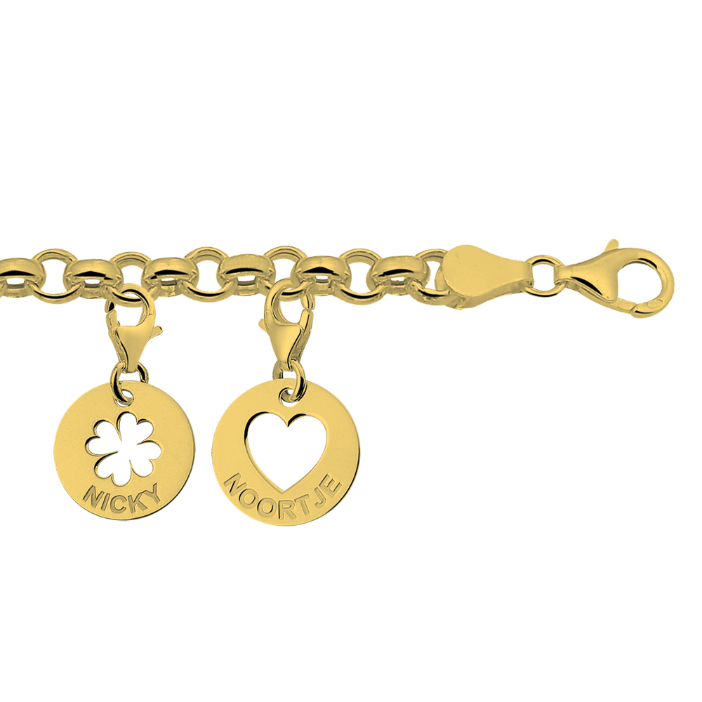Pulsera de oro de 14 quilates con eslabones redondos